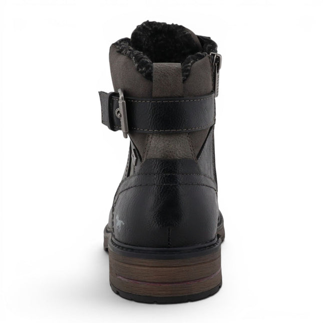 Mustang Men's Black Faux Leather Winter Lace-Up Ankle Boots - M0021001