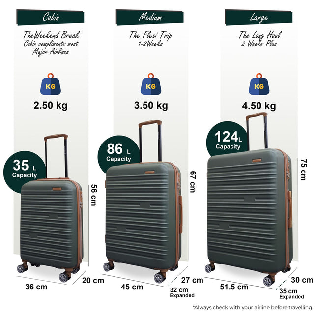 Expandable Hard Shell ABS Suitcase Set 8 Wheel Robust Travel Case Holiday Luggage