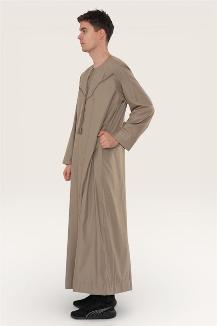 Men's Eid Beige Moroccan Thobe Robe Djellaba Ramadan Eid Jubba- HM10