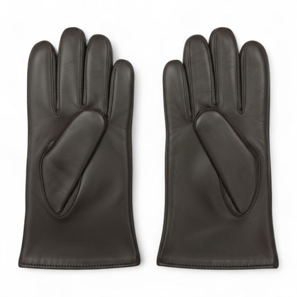 Men’s Brown Italian Leather Warm Wool Lining Winter Stich Design Gloves - M-LGV-205