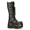 New Rock M-272-S2 Neptuno Metallic Knee High Black Leather Gothic Boots