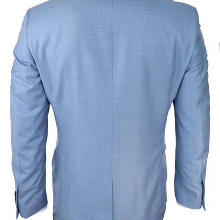 Mens 3 Piece Light Blue Classic Stitch Retro Suit
