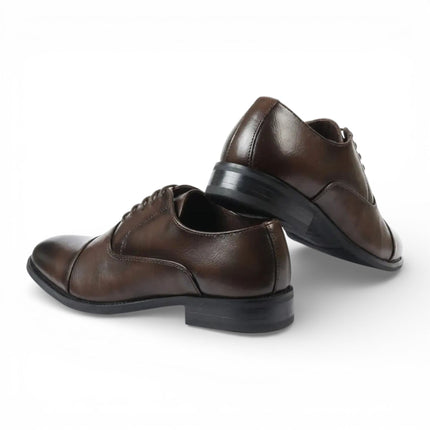 Men's Brown Classic Cap-Toe Oxford Formal Lace-Up Brogue Shoes