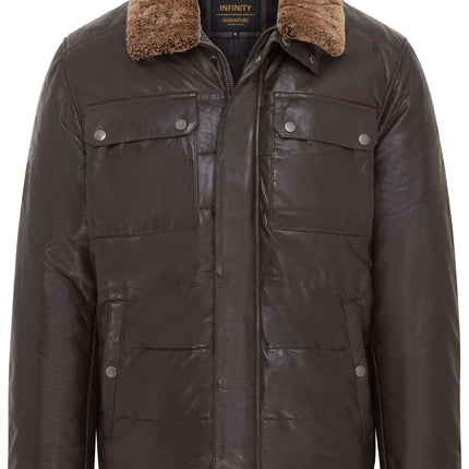 Men's Lamb Leather Puffer Bomber Warm Biker Jacket