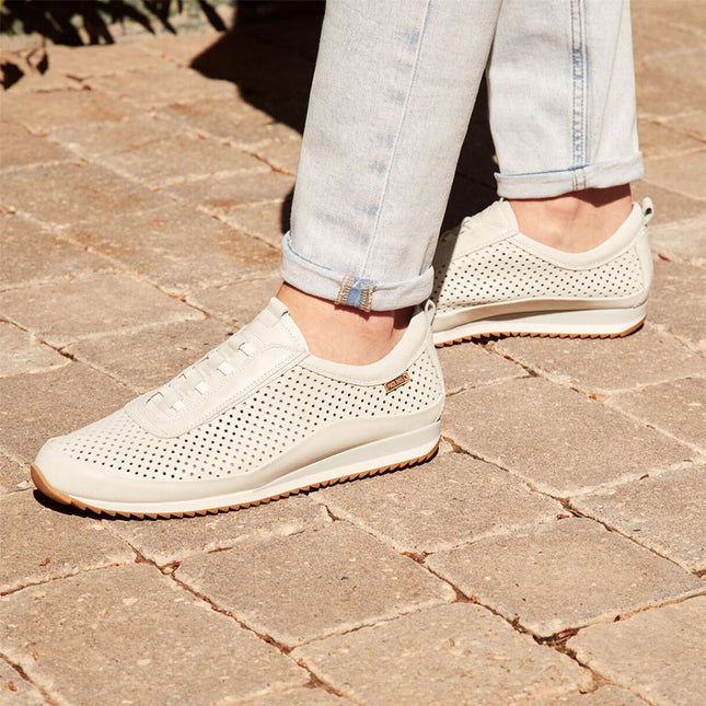 Pikolinos Men's White Leather Elastic Slip-on Sneaker Trainers Shoes - Liverpool