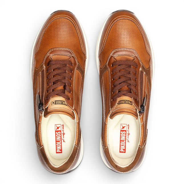 Pikolinos Men's Brown Leather Easy Wear Sneaker Trainers Shoes - Getafe