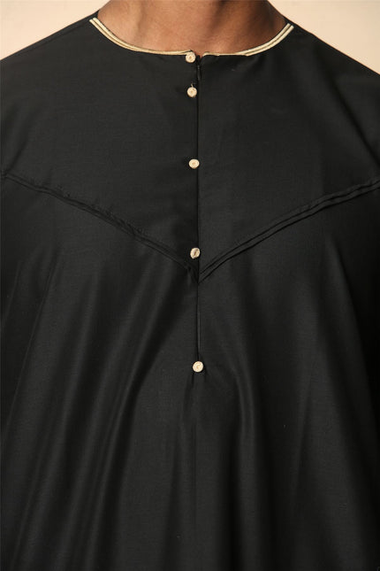 Men's Omani Eid Black Thobe  Saudi Emirati Jubba Robe