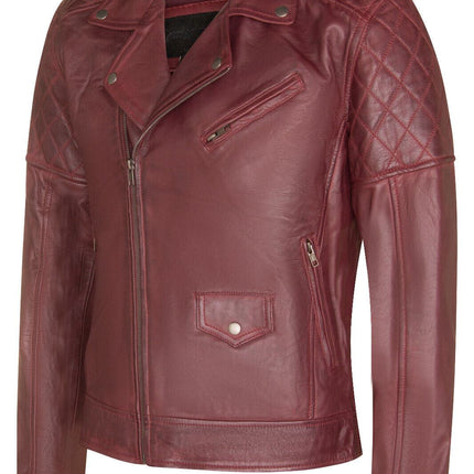 Mens Cross Zip Leather Biker Jacket - Gibraltar