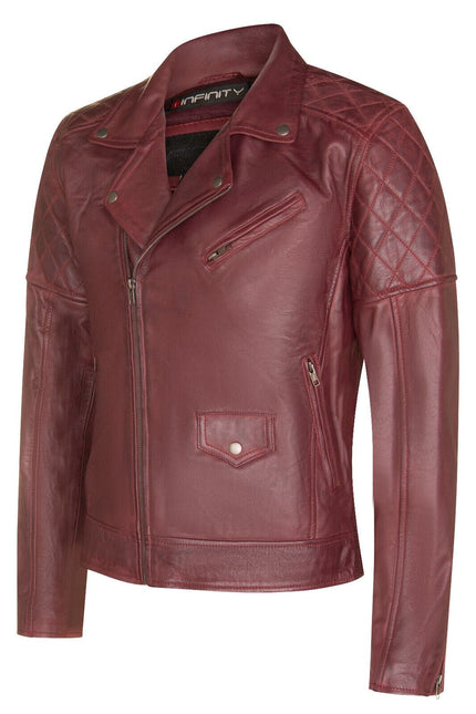 Mens Cross Zip Leather Biker Jacket - Gibraltar