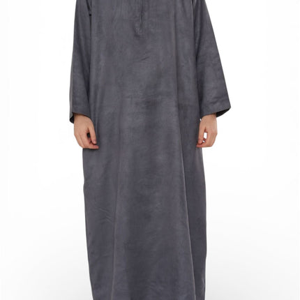 Men's Hooded Eid Grey Moroccan Jubba Robe Ramadan Eid Thobe - HM12