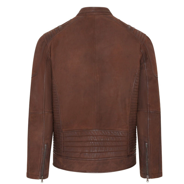 Mens Buff Leather Café Racer Biker Jacket - Jinan
