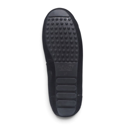 Women's Black Genuine Sheepskin Moccasin Winter Slippers - Aspen