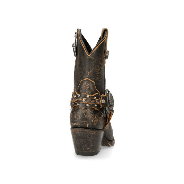 New Rock Brown Leather Pointed Cowboy Boots - WSTM005-S2