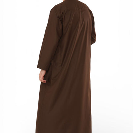 Men's Eid Brown Moroccan Jubba Robe Djellaba Ramadan Eid Thobe - HM11