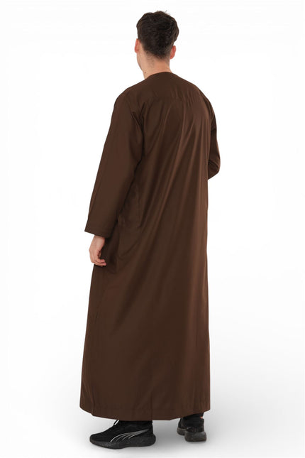 Men's Eid Brown Moroccan Jubba Robe Djellaba Ramadan Eid Thobe - HM11