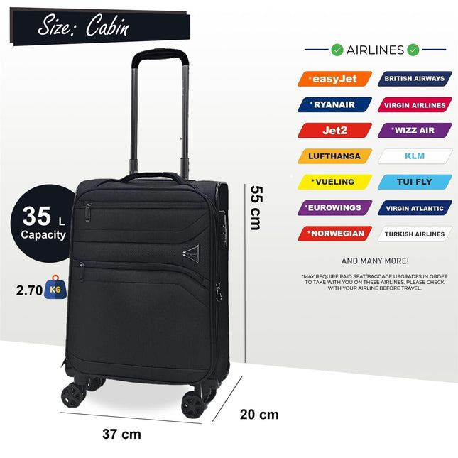 Lightweight Soft  Dual 4 Wheel Luggage Suitcases