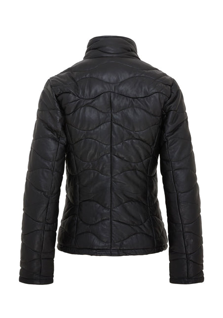 Womens Puffer Warm Quilted Leather Bomber Jacket