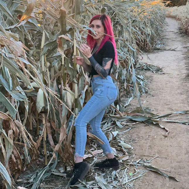 TUK Viva High Creeper Black Suede Platform Lace-Up Goth Shoes - AV7757