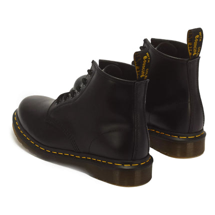 Dr Martens 101 Yellow Stitch Black Leather 6-Eye Ankle Boots - 26230001