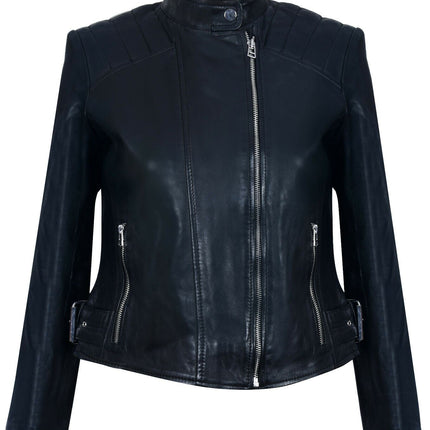 Womens Leather Biker Jacket-Celaya