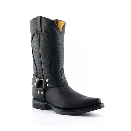 Grinders Mens Black Leather Cowboy Boot - Galveston