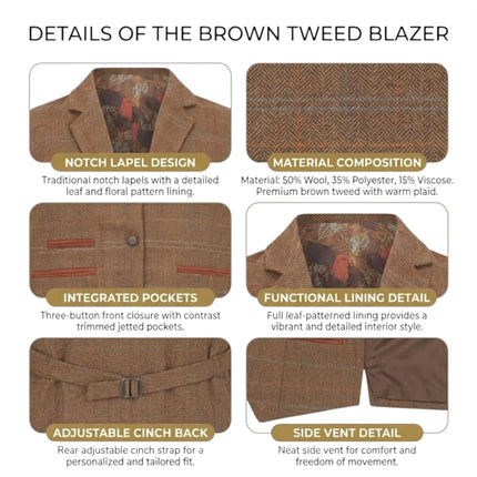 Women's Oak Brown Tailored Fit Tweed Waistcoat Formal Vest - TPSTZ-7