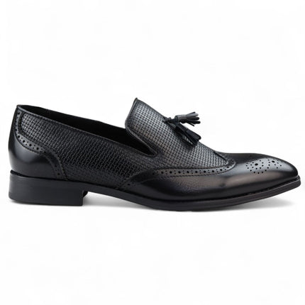 Men's Black Tassel Moccasin Loafers Smart Slip-On Dress Shoes