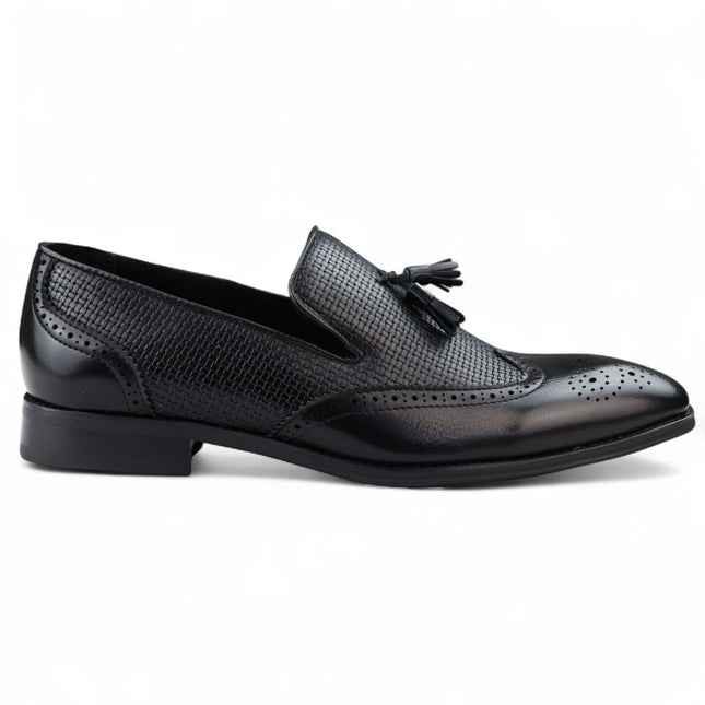 Men's Black Tassel Moccasin Loafers Smart Slip-On Dress Shoes