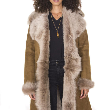 Womens Toscana Sheepskin Suede Trench Coat-Tbilisi