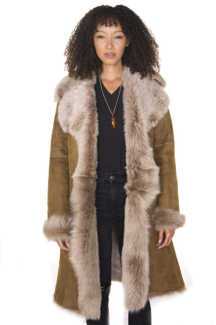 Womens Toscana Sheepskin Suede Trench Coat-Tbilisi