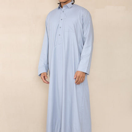 Mens Blue Thobe Jubba Saudi Ramadan Eid Islamic Kaftan Kaudara Arabic Jubbah
