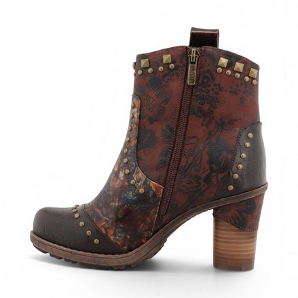 Mustang Women's Brown Floral Heeled Ankle Boots - M0162012