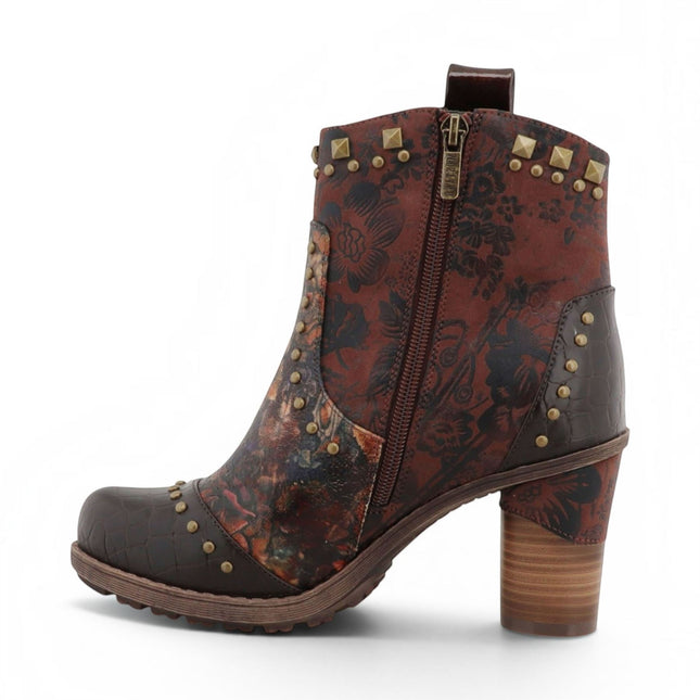 Mustang Women's Brown Floral Heeled Ankle Boots - M0162012