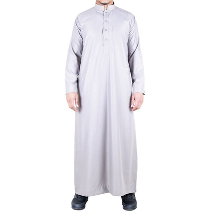 Mens Cream Thobe Jubba Saudi Islamic Arabic Eid Cotton Kaftan Jubbah Umrah Robe