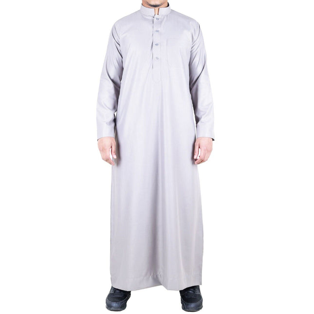 Mens Cream Thobe Jubba Saudi Islamic Arabic Eid Cotton Kaftan Jubbah Umrah Robe