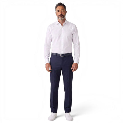 Men's White Slim Fit Long Sleeve Formal Plain Dress Shirt - JP