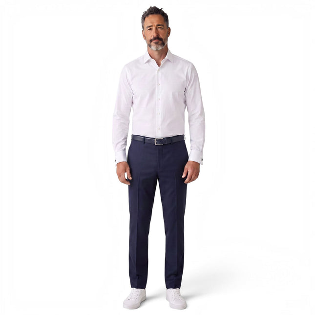 Men's White Slim Fit Long Sleeve Formal Plain Dress Shirt - JP