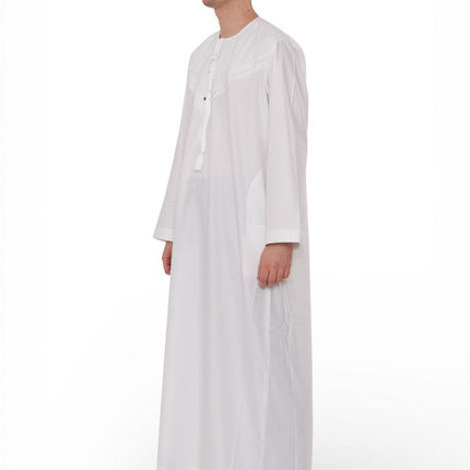 Men's Eid White Moroccan Jubba Robe Djellaba Ramadan Eid Thobe - HM11