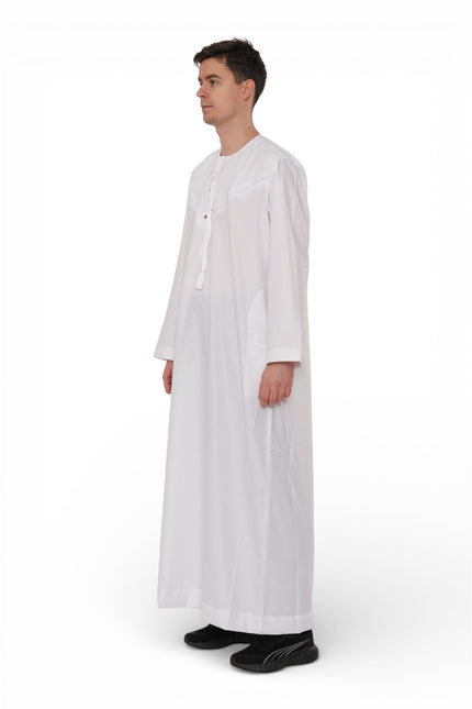 Men's Eid White Moroccan Jubba Robe Djellaba Ramadan Eid Thobe - HM11