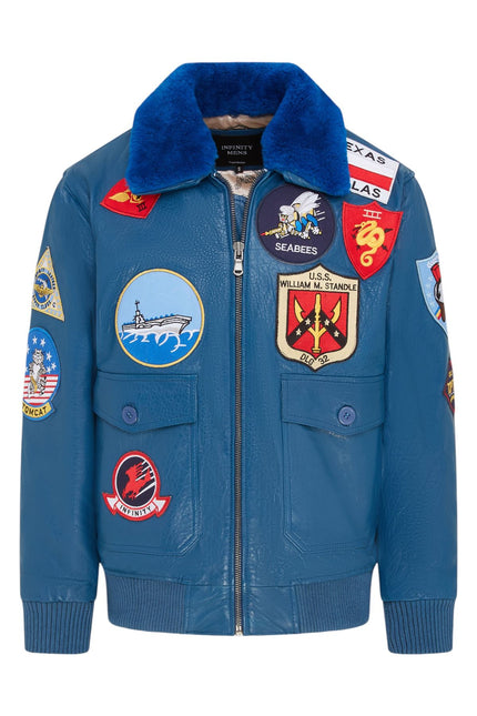 Mens A2 Top Gun Leather Bomber Jacket-Camborne