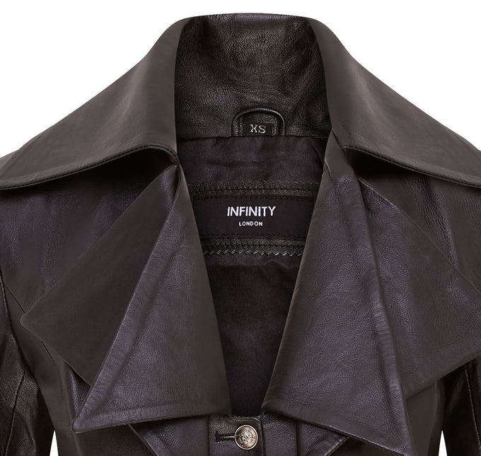 Womens Black Edwardian Gothic Victorian Leather Biker Jacket