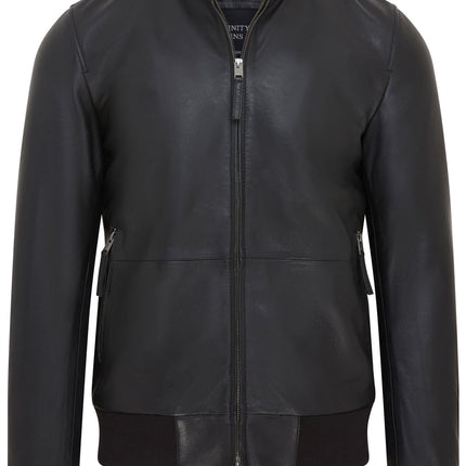 Men's Retro Black Casual Leather Varsity Bomber Jacket