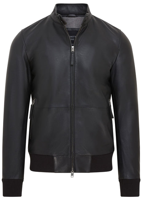 Men's Retro Black Casual Leather Varsity Bomber Jacket