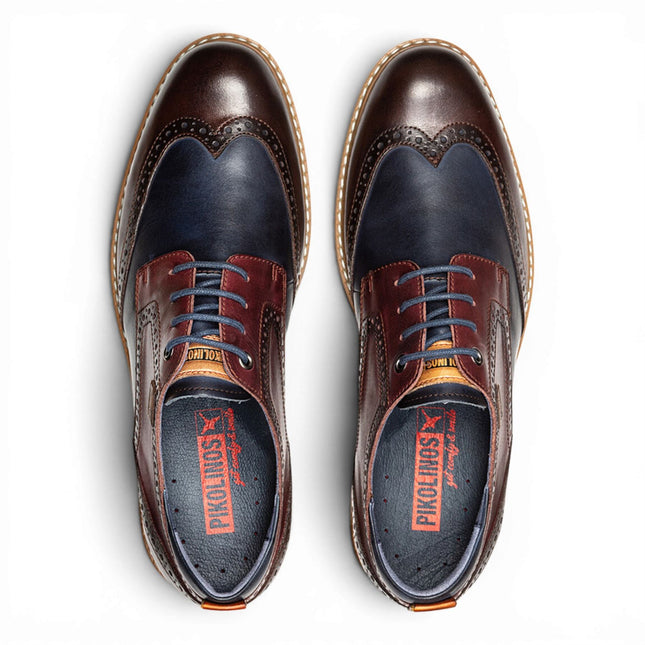 Pikolinos Men’s Brown Burgundy Leather Brogue Lace-Up Oxford Shoes - Avila