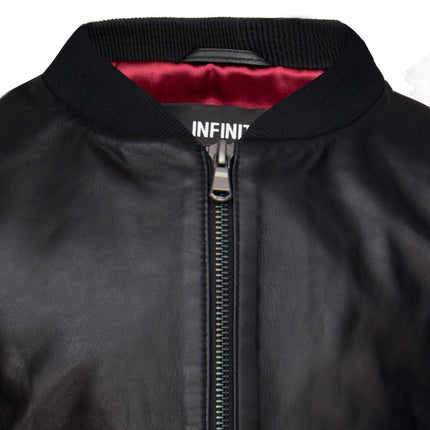 Kids Unisex Varsity Baseball Leather Bomber Black Jacket