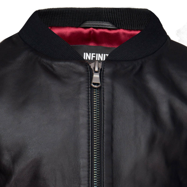 Kids Unisex Varsity Baseball Leather Bomber Black Jacket