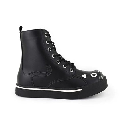 TUK Women's Kitty Black Vegan Leather Combat Sneaker Boots - A6570L
