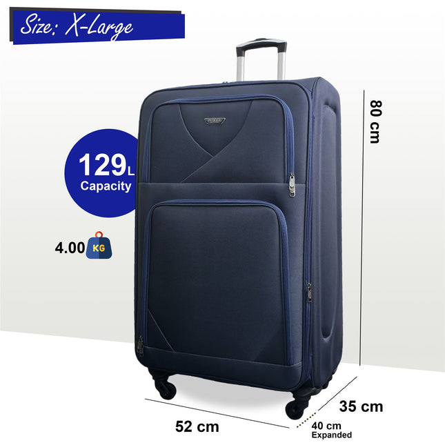 Soft Shell Lightweight Nylon Suitcase Set 4 Wheel Travel Case Holiday Bags