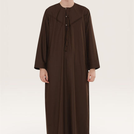 Men's Eid Brown Moroccan Jubba Robe Djellaba Ramadan Eid Thobe - HM11