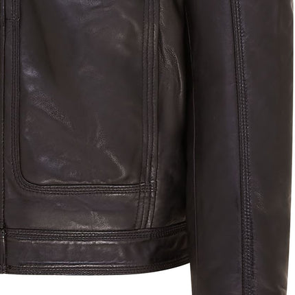 Mens Leather Jacket Trucker Removable Sheepskin Collar Casual Jacket